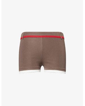Siedres Marthe Lace-Embroidery Knitted Shorts - Brown