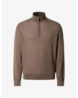 Hackett Half-Zip Regular-Fit Merino-Wool Sweater - Brown