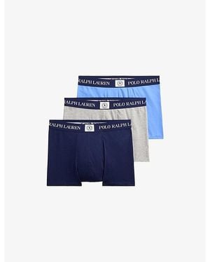 Polo Ralph Lauren Branded Pack Of Three Stretch-Cotton Trunks - Blue