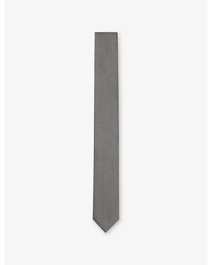 HUGO Geometric-Pattern Silk Tie - White
