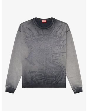 DIESEL Dévoré-Print Crewneck Woven Sweater - Gray