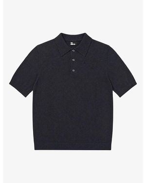 The Kooples Collared Short-Sleeve Silk And Cotton Polo - Blue