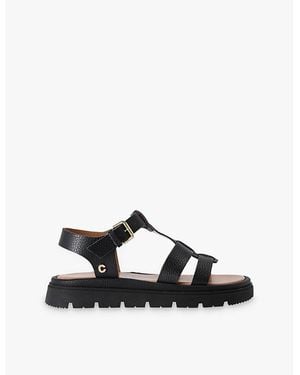 Carvela Kurt Geiger Pavilion T-Bar Flat Leather Sandals - Black