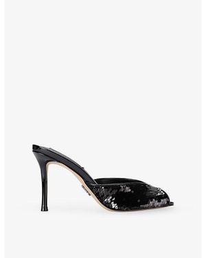Steve Madden Rollout Faux-Leather Heeled Mules - Black
