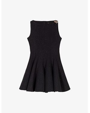 Maje Sleeveless Tweed Cotton-Blend Mini Dress - Black