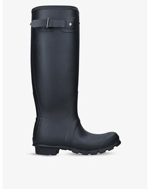 HUNTER Original Tall Vulcanised Natural-Rubber Wellington Boots - Black