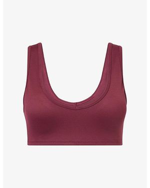 Sisterly Tribe Deep V-Neck Scoop-Back Jersey Bra - Red