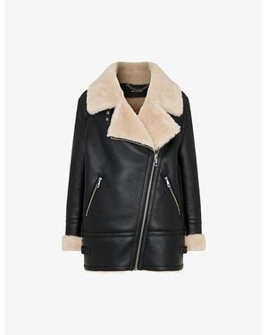 Whistles Faux Fur-Lined Relaxed-Fit Faux-Leather Jacket - Black