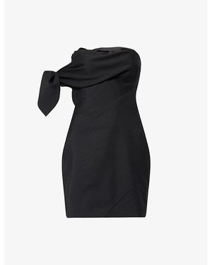 Givenchy Bow Bustier Wool-Blend Mini Dress - Black