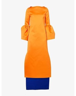 ROKSANDA Bardot Puff-Sleeve Silk Maxi Dress - Orange