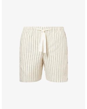 Orlebar Brown Alex Striped Linen-And-Cotton Shorts - Natural