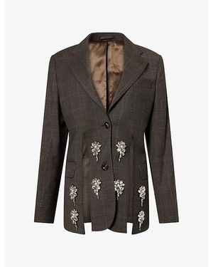 Simone Rocha Slash Crystal-Embellished Wool Blazer - Black