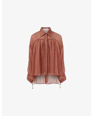 eem Gathered Drawstring-Detail Woven Shirt