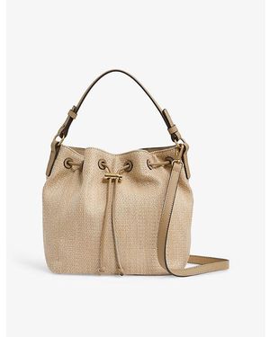 Reiss Evie Drawstring Raffia Bucket Bag - Metallic