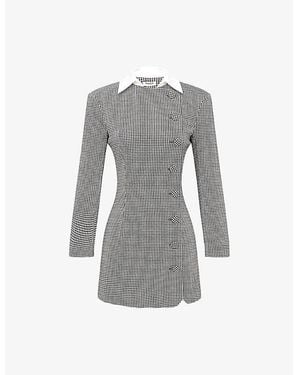 House Of Cb Leoni Check Bodycon Stretch-Woven Mini Dress - Grey