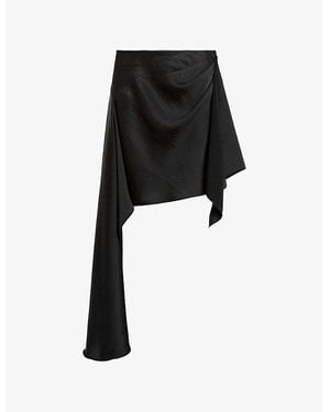 AllSaints Sami Asymmetric-Hem Woven Mini Skirt - Black