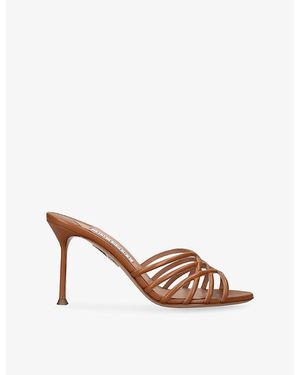 Aquazzura Wild Dream 85 Leather Mules - Brown