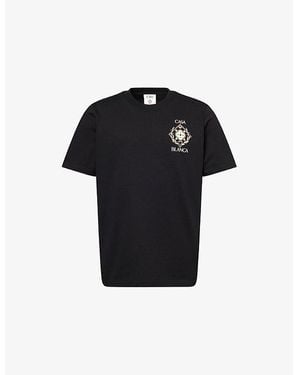 CASABLANCA Championship Diamond Logo-Print Cotton-Jersey T-Shirt - Black