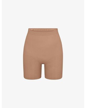 Skims Sculpt Fitted Stretch-Woven Shorts Xxl - Natural