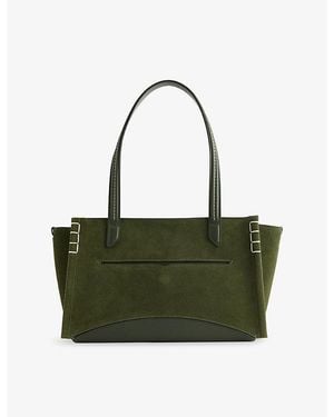 JW Anderson Elongated Loafer Cabas Suede Tote Bag - Green
