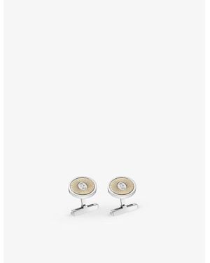 Cartier Double C De 18Ct- And Palladium-Plated Sterling- Cufflinks - White