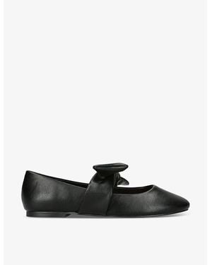 KG by Kurt Geiger Master Bow-Strap Faux-Leather Ballet Flats - Black