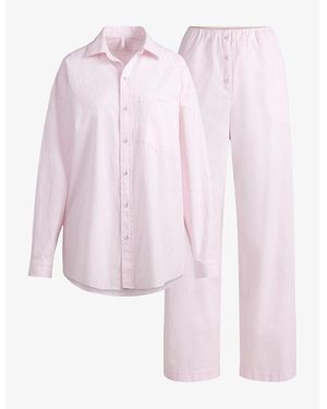 Skims Oversized Striped Cotton Pyjamas Set - Pink
