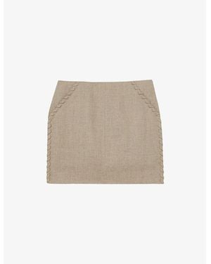 Reiss Nikita Whipstich-Trim Linen Mini Skirt - Natural