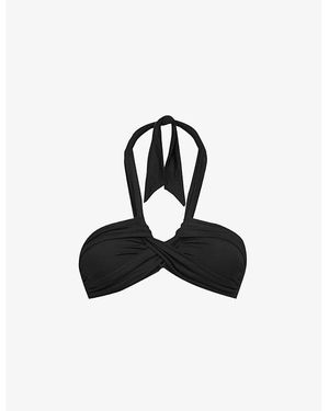 Seafolly Collective Twist-Detail Halterneck Nylon-Blend Bikini Top - Black