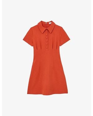 Reiss Marlie Button-Front Woven Mini Dress - Red