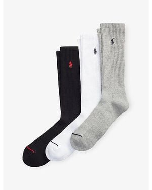 Polo Ralph Lauren Ribbed Pack Of Three Cotton-Blend Socks - Black