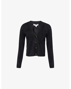 Veronica Beard Solene V-Neck Cashmere Cardigan - Black