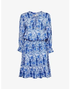 Heidi Klein Lake Como Floral-Pattern Woven Mini Dress - Blue