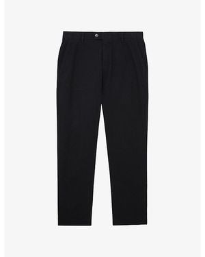 Reiss Dobby Straight-Leg Cotton- Pique Trousers - Black