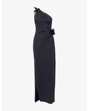 Coperni Asymmetric Flower Stretch-Jersey Gown - Blue