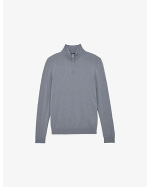 Reiss Blackhall Half-Zip Merino Wool Jumper - Blue
