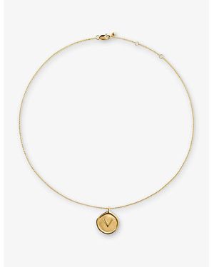 Monica Vinader Initial-P Stamp 18Ct-Vermeil Chain Necklace - Metallic