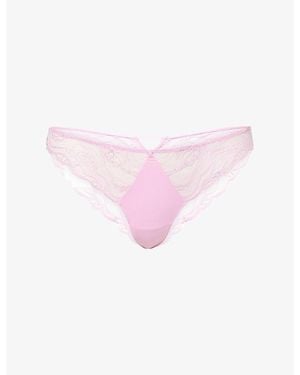 Calvin Klein Scalloped-Trim Lace G-String Thong - Pink