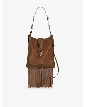Sandro Le Claudia Leather And Suede Shoulder Bag - Brown