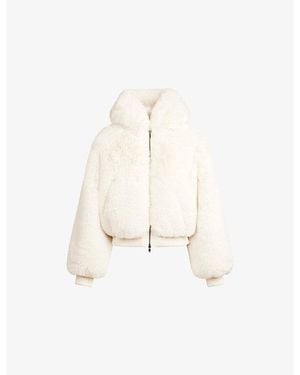 Skims Hooded Zip-Up Faux-Fur Jacket - White
