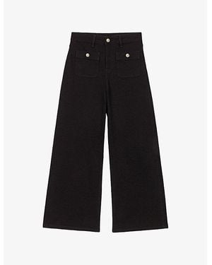 Maje Straight-Leg High-Rise Stretch-Denim Jeans - Black