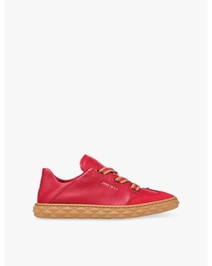 Jimmy Choo Diamond Light Logo-Embossed Leather Low-Top Sneakers - Red