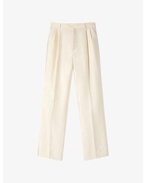 Sandro Straight-Leg High-Rise Satin Pants - Natural