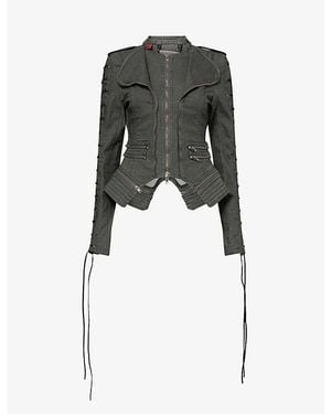 Jaded London Charis Lace Up Stretch-Denim Jacket - Black
