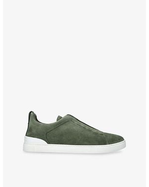 ZEGNA Triple Stitch Suede Trainers - Green