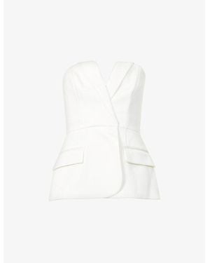 Rebecca Vallance Lia Strapless Woven-Blend Top - White