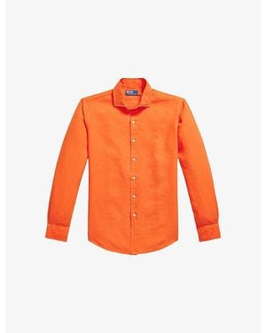 Polo Ralph Lauren Logo-Embroidered Custom-Fit Linen Shirt - Orange