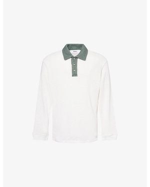 Palmes Knitted Long-Sleeves Cotton-Blend Rugby Shirt - White