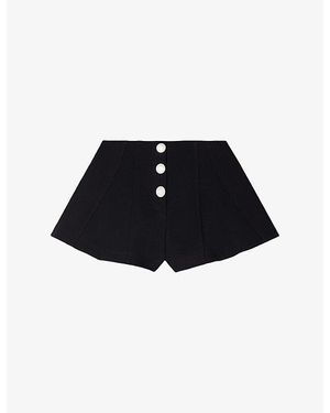 Sandro Flared Mid-Rise Woven Shorts - Black