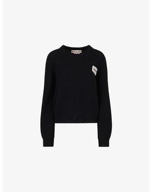 Marni Branded-Patch Knitted Cashmere Jumper - Black